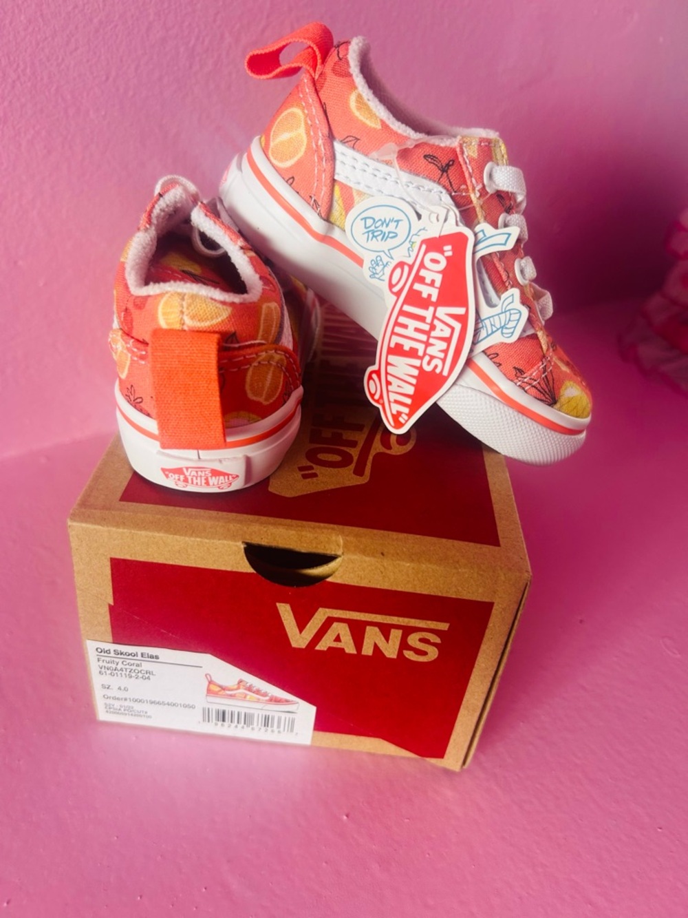 Vans baby girl Orange Citrus Old Skool Sneakers with White Accents
